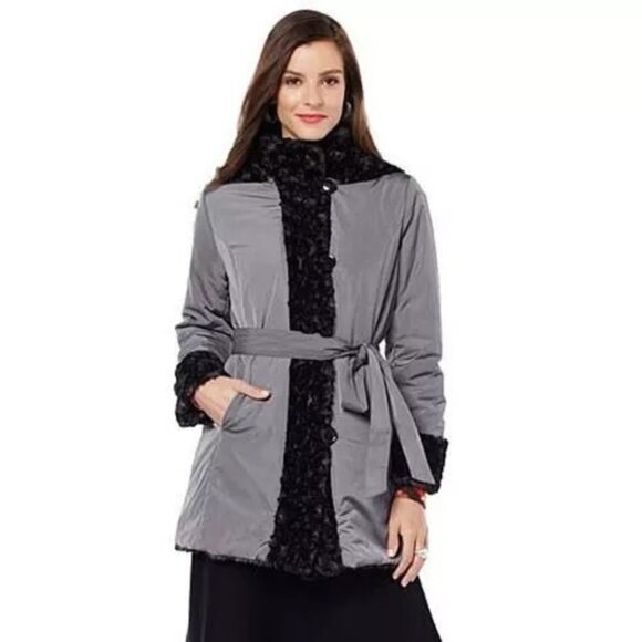 Hal Rubenstein Jackets & Blazers - Hal Rubenstein "The Lara" Grey/Black Reversible Coat Two Coats in One! (XL) NWT